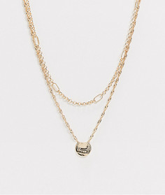 Ярусное ожерелье с винтажной подвеской ASOS DESIGN-Золотой