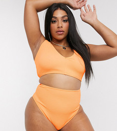 Оранжевый бикини кроп-топ из жатой ткани ASOS DESIGN curve