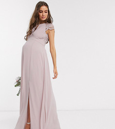 Розовое платье макси с кружевными рукавами TFNC Maternity-Розовый цвет