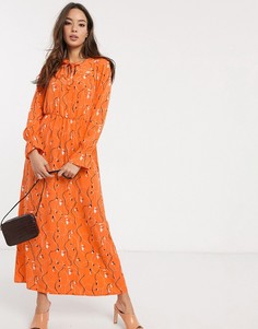 Оранжевое платье макси с цветочным принтом Vero Moda-Мульти