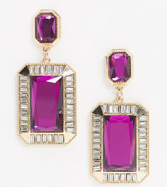 Броские золотистые серьги с фиолетовым камнем Reclaimed Vintage-Золотой