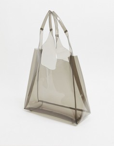 Прозрачная сумка-тоут дымчатого цвета Topshop-Серый