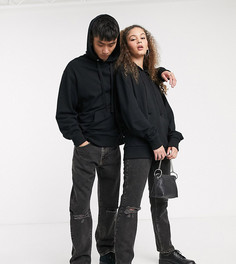 Черные прямые джинсы унисекс в стиле 90-х COLLUSION-Черный