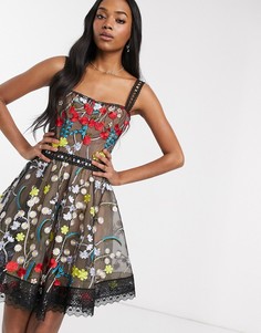 Платье миди с вышивкой Bronx & Banco-Мульти