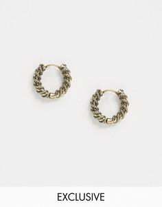 Золотистые серьги-кольца Reclaimed Vintage-Серебряный
