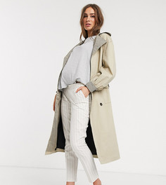 Брюки-сигареты в полоску с добавлением льна ASOS DESIGN Maternity-Мульти