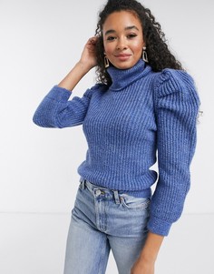 Синий свитер с высоким воротником New Look