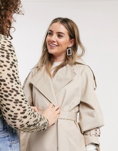 Светло-бежевый двубортный тренч Topshop-Neutral