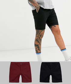Набор из 2 супероблегающих шорт чиносов (бордовые/черные) ASOS DESIGN - Скидка-Мульти