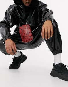 Красная сумка с отделкой под кожу змеи ASOS DESIGN-Красный