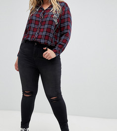 Джинсы скинни с рваной отделкой New Look Curve-Черный