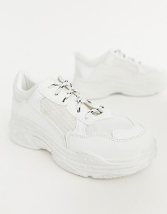 Белые кроссовки на массивной подошве Public Desire-Белый