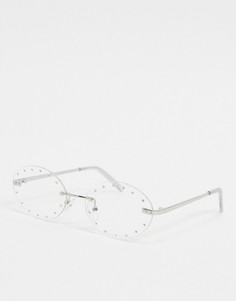 Овальные очки без оправы с прозрачными стеклами ASOS DESIGN-Очистить