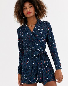 Ромпер с запахом спереди и леопардовым принтом AX Paris-Мульти