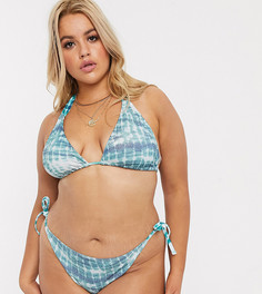 Трусы бикини с завязками по бокам и принтом тай-дай ASOS DESIGN curve-Многоцветный