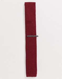 Однотонный трикотажный галстук и зажим для галстука Ben Sherman-Красный