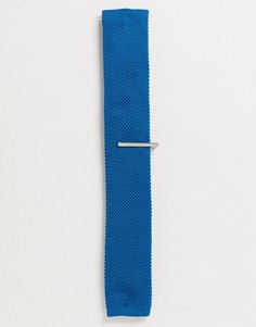 Однотонный трикотажный галстук и зажим для галстука Ben Sherman-Синий