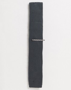 Однотонный трикотажный галстук и зажим для галстука Ben Sherman-Серый