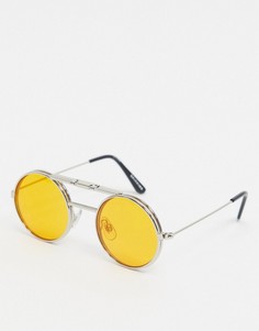Серебристые солнцезащитные очки в круглой подъемной оправе с оранжевыми стеклами Spitfire-Серебряный
