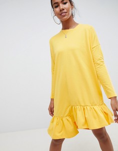 Желтое асимметричное платье мини с оборкой Noisy May-Желтый