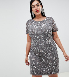 Платье мини с декоративной отделкой Lovedrobe Lux-Серый