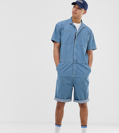 Синий выбеленный джинсовый комбинезон ASOS DESIGN Tall
