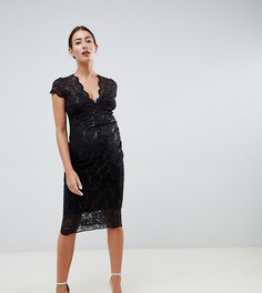 Черное платье миди с короткими рукавами и пайетками Flounce London Maternity-Черный