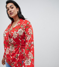 Блузка с цветочным принтом и запахом Influence Plus-Красный