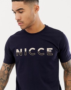 Темно-синяя футболка с логотипом Nicce-Темно-синий
