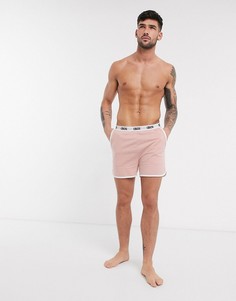 Розовые беговые шорты в стиле casual с фирменным поясом ASOS DESIGN-Розовый