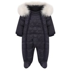 Пуховый комбинезон с мехом Moncler Enfant