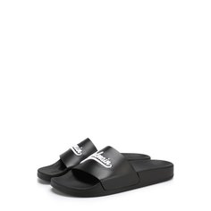 Резиновые шлепанцы Calypso с кожаной отделкой Balmain