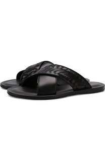 Кожаные шлепанцы с широкими ремешками Bottega Veneta