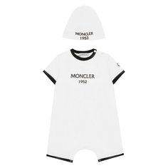 Комплект из хлопкового комбинезона и шапки Moncler Enfant