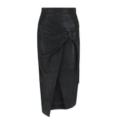 Кожаная юбка-миди с запахом Brunello Cucinelli