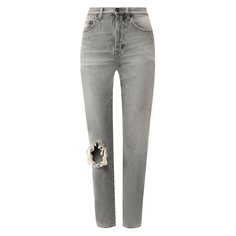 Укороченные джинсы с потертостями Saint Laurent