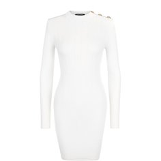 Шерстяное мини-платье с декоративными пуговицами Balmain