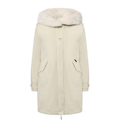 Хлопковая парка с капюшоном из меха кролика Woolrich