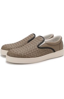 Кожаные слипоны с плетением intrecciato Bottega Veneta