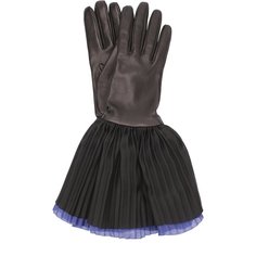 Кожаные перчатки с шелковой плиссированной отделкой Giorgio Armani