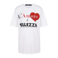 Хлопковая футболка свободного кроя с принтом Dolce & Gabbana