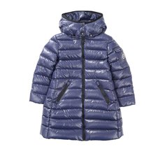 Пуховое пальто с контрастной отделкой и капюшоном Moncler Enfant