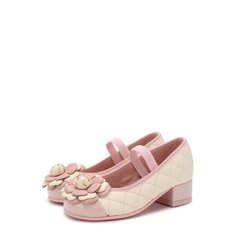 Кожаные туфли с цветочной аппликацией и прострочкой Pretty Ballerinas