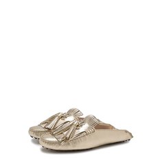 Сабо из металлизировнной кожи с бахромой Tod’s