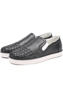 Кожаные слипоны с плетением intrecciato Bottega Veneta