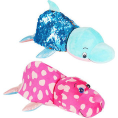 Мягкая игрушка 1Toy Вывернушка Блеск с пайетками Розовый Моржик-голубой Дельфин Т15590
