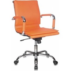 Кресло руководителя Бюрократ CH-993-LOW/ORANGE низкая спинка оранжевый искусственная кожа крестовина хром