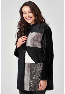 Комбинированная шуба из овчины Virtuale Fur Collection