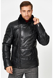 Утепленная кожаная куртка с отделкой овчиной Urban Fashion for men