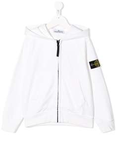 Stone Island Junior худи на молнии с нашивкой-логотипом